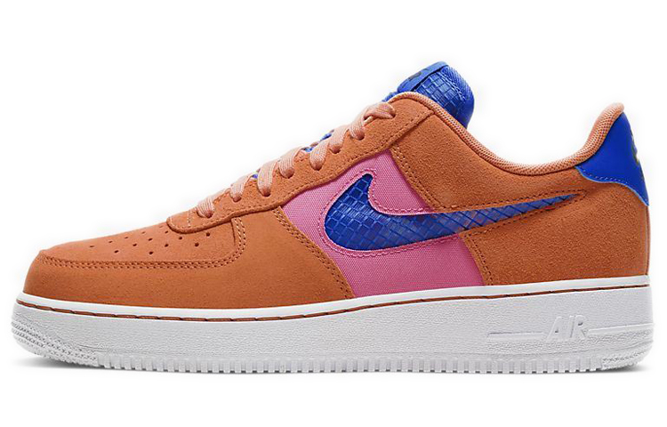 Мужские кроссовки Nike Air Force 1 (сине-оранжевые) — фото 1