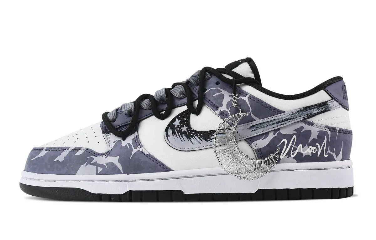 Nike Dunk Purple Night Star Moon Slip Resistant Abrasion Resistant Low top Skateboard Shoes Unisex Purple