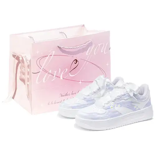 Anta Slip Resistant Abrasion Resistant Slip Resistant Abrasion Resistant Low top Skateboard Shoes Women's Light Purple