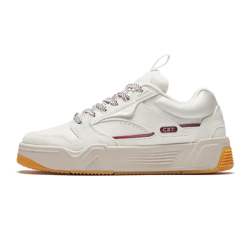 Anta C37 Series Slip Resistant Abrasion Resistant Low top Skateboard Shoes Women's White Red