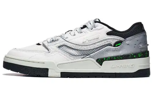 Li Ning 001 BTC Cushioning, Wear Resistant Low top Skateboard Shoes Men's Mist White