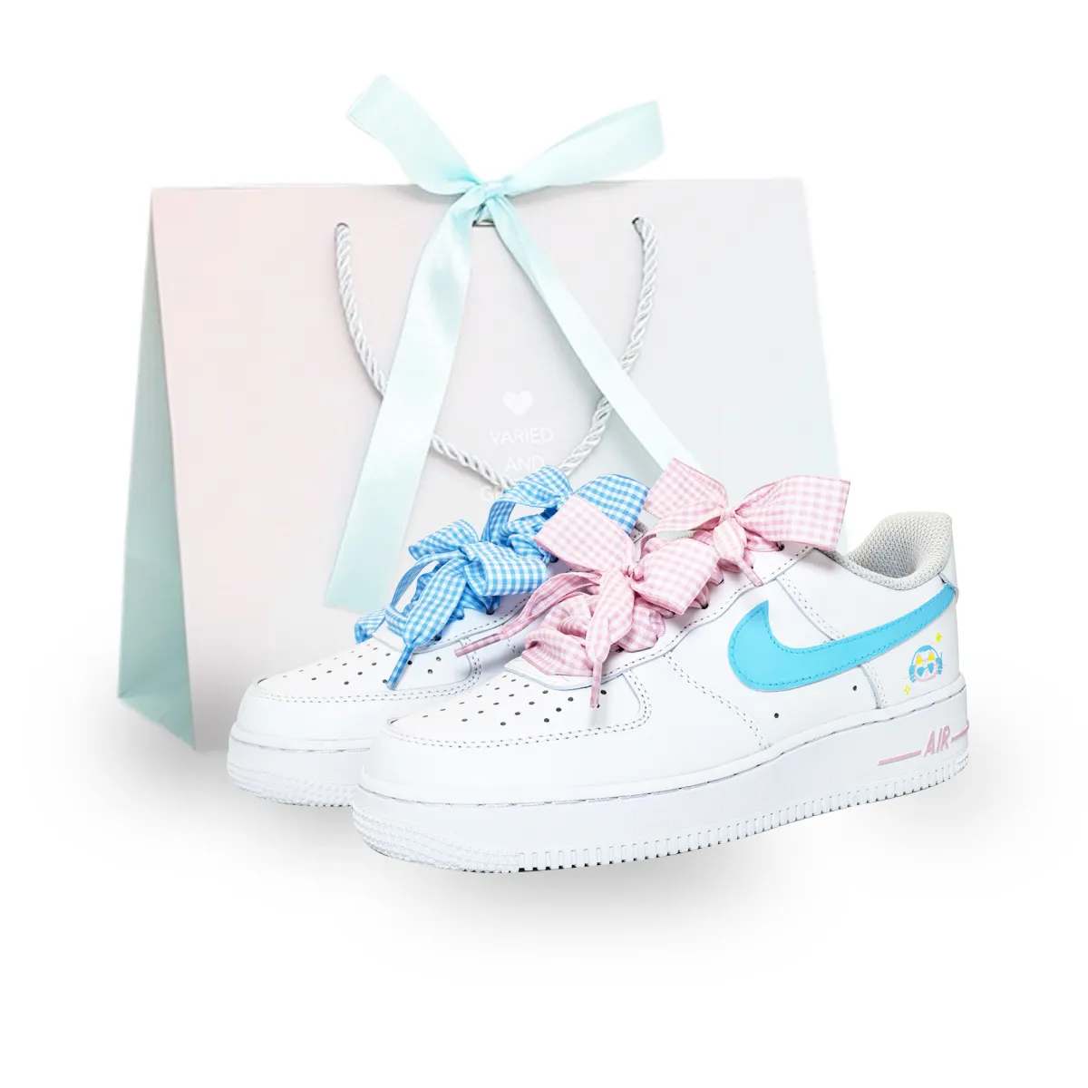 Nike Air Force 1 Berry Delight Pie Abrasion Resistant Low top Skateboard Shoes Unisex Pink Blue
