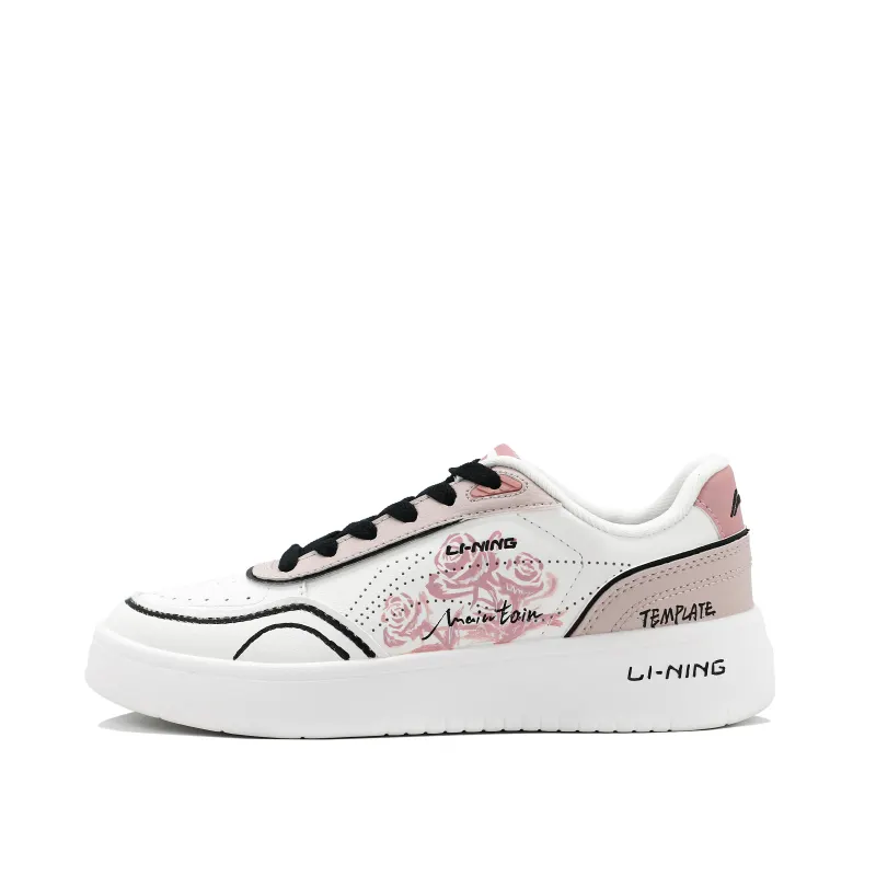 Li Ning Sourdough Slip Resistant, Abrasion Resistant, Breathable Low top Skateboard Shoes Women's Pink White