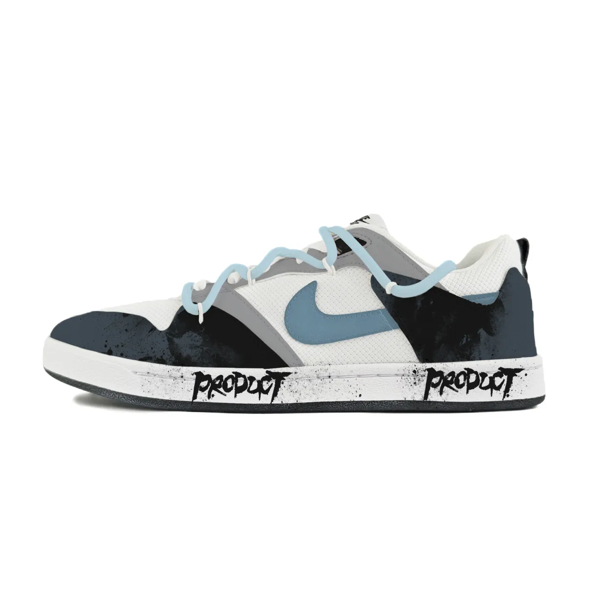 Nike SB Alleyoop Abrasion Resistant Low top Skateboard Shoes Men's White Blue Black