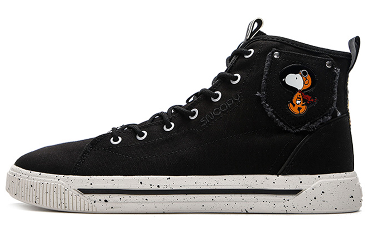 SNOOPY x Anta Life Collection Canvas Casual Abrasion Resistant Breathable High top Skateboard Shoes Men's Black