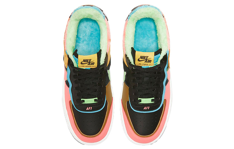Женские кроссовки Nike Air Force 1 Shadow SE "Olive Flak" (черно-розово-желтый) — Чёрныйрозовыйжёлтый — фото 4