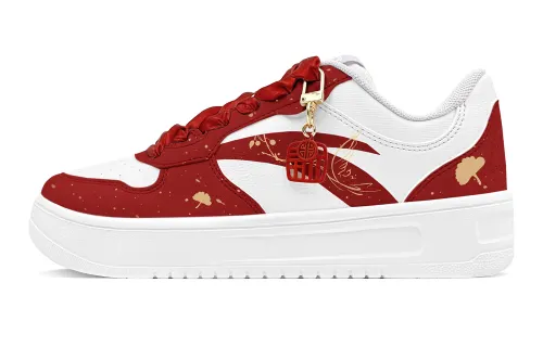 Anta Easy Slip Resistant Abrasion Resistant Slip Resistant Abrasion Resistant Low top Skateboard Shoes Women's Red