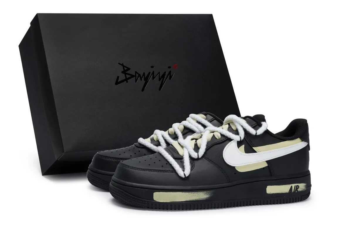 Nike Air Force 1 Low top Skateboard Shoes Unisex Black White Beige Yellow