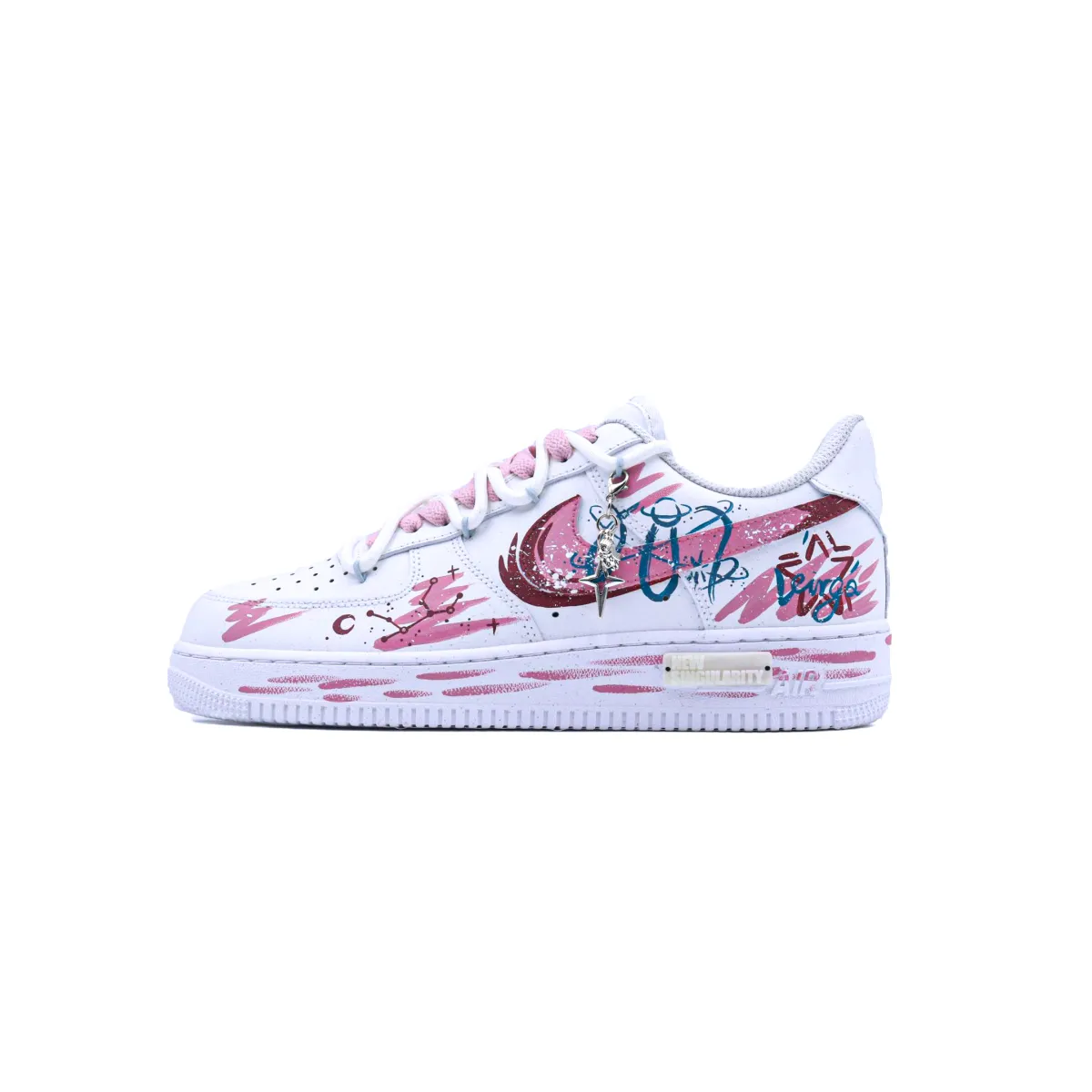 Nike Air Force 1 Slip Resistant Abrasion Resistant Low top Skateboard Shoes Unisex Pink White