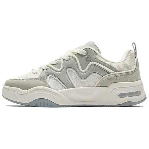 Anta Butter Bun Slip Resistant Abrasion Resistant Low top Skateboard Shoes Women's White Gray