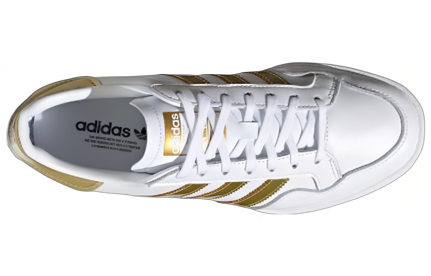 Женские кеды adidas originals Team Court (бело-золотые) — фото 4
