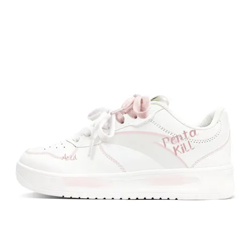 Anta Easy Slip Resistant Abrasion Resistant Low top Skateboard Shoes Unisex White Pink