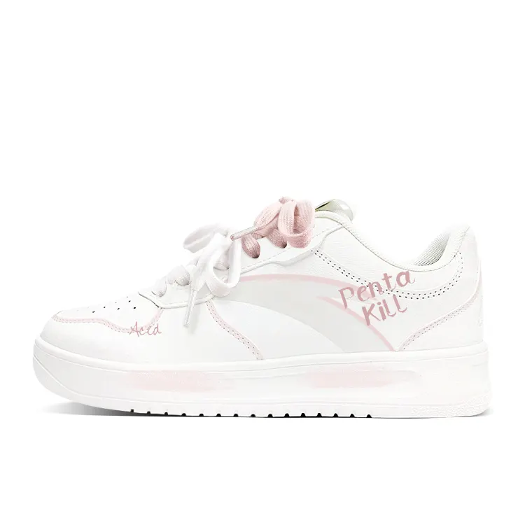 Anta Easy Slip Resistant Abrasion Resistant Low top Skateboard Shoes Unisex White Pink