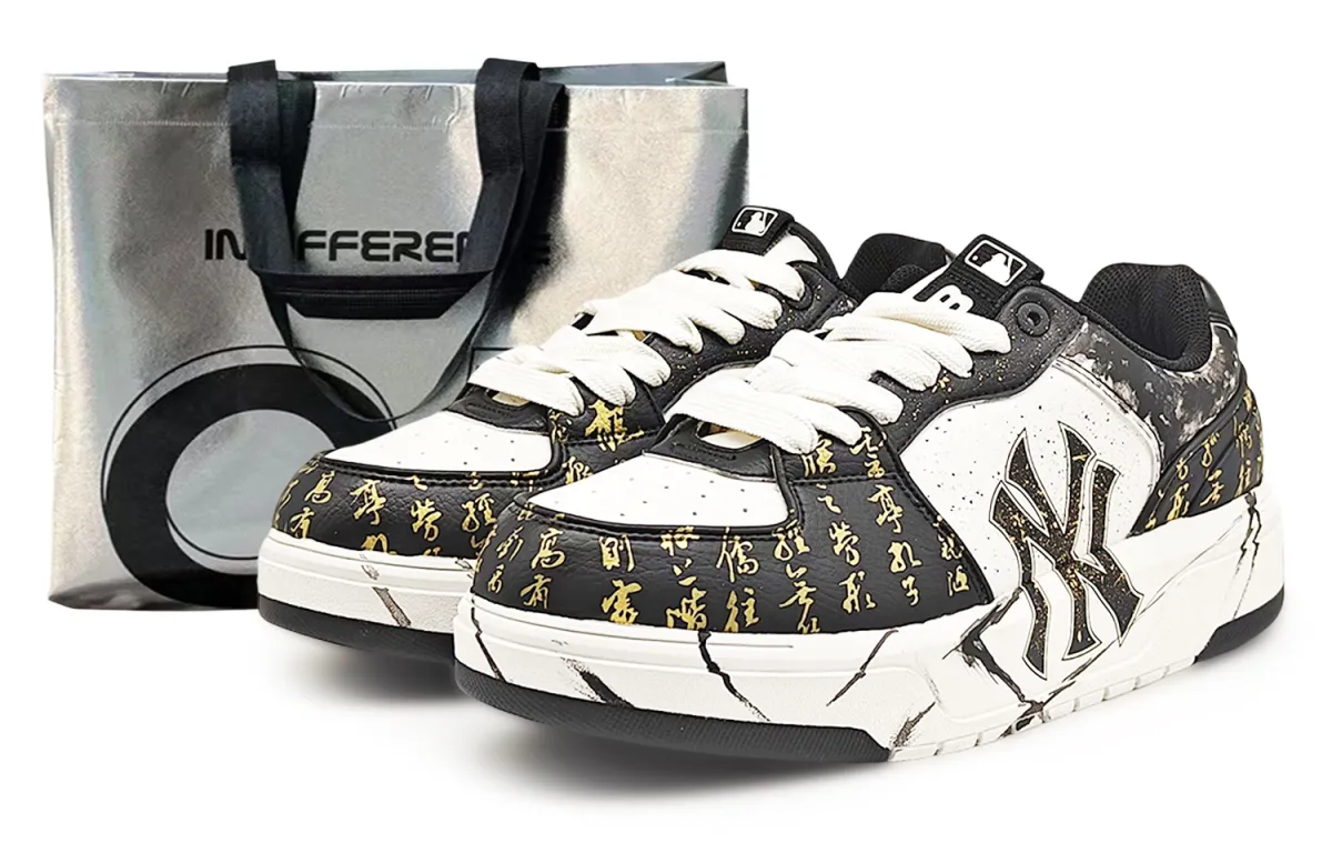 MLB Chunky Liner Abrasion Resistant Low top Skateboard Shoes Unisex Black Gold