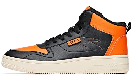 Anta Life Collection Coverage Thermal Cushioning High top Skateboard Shoes Men's Black Orange