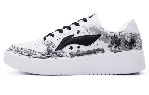 Li Ning Floating Boat Slip Resistant Abrasion Resistant Low top Skateboard Shoes Men's Black White