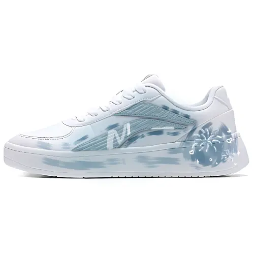 Li Ning Slip Resistant, Abrasion Resistant, Lightweight Low top Skateboard Shoes Unisex White Blue