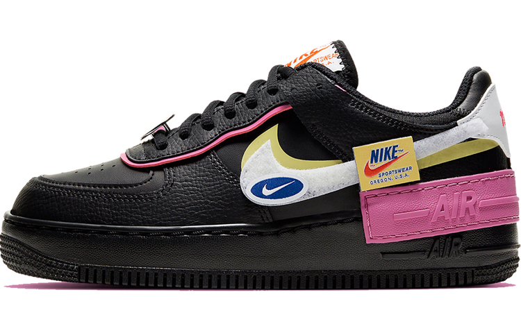 Женские кроссовки Nike Air Force 1 Shadow "Have a Nike Day" (черно-бело-розовые)