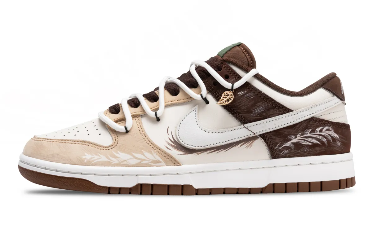 Nike Dunk Rice Fragrance Slip Resistant Abrasion Resistant Low top Skateboard Shoes Unisex White Brown