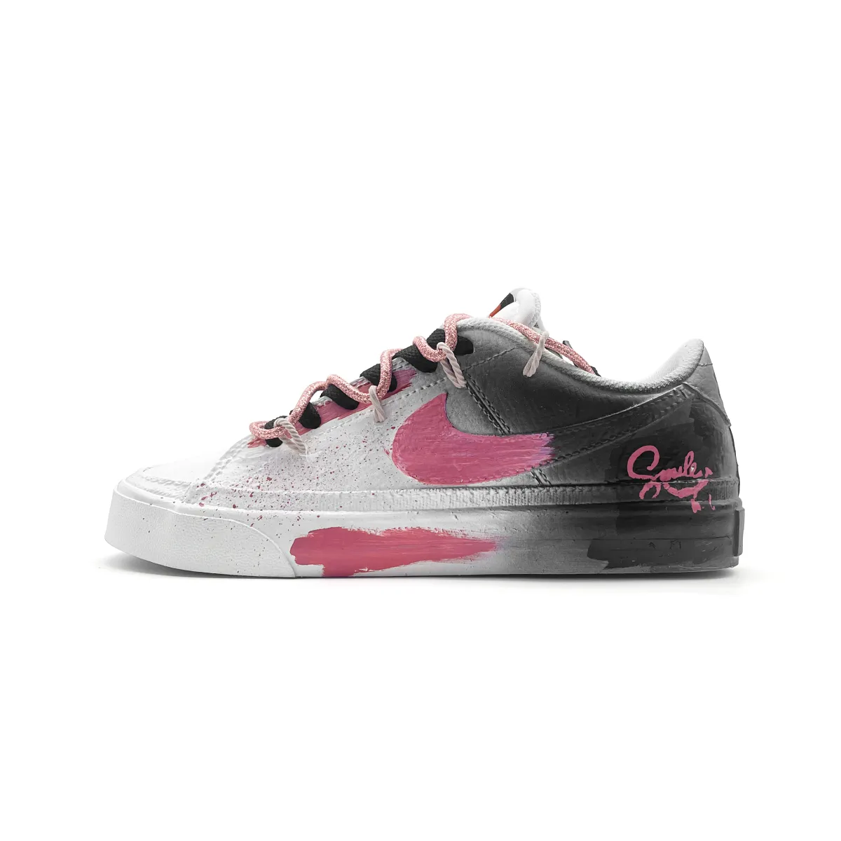 Nike Court Legacy Black White Cherry Blossom Abrasion Resistant Low top Skateboard Shoes Unisex Pink White Black