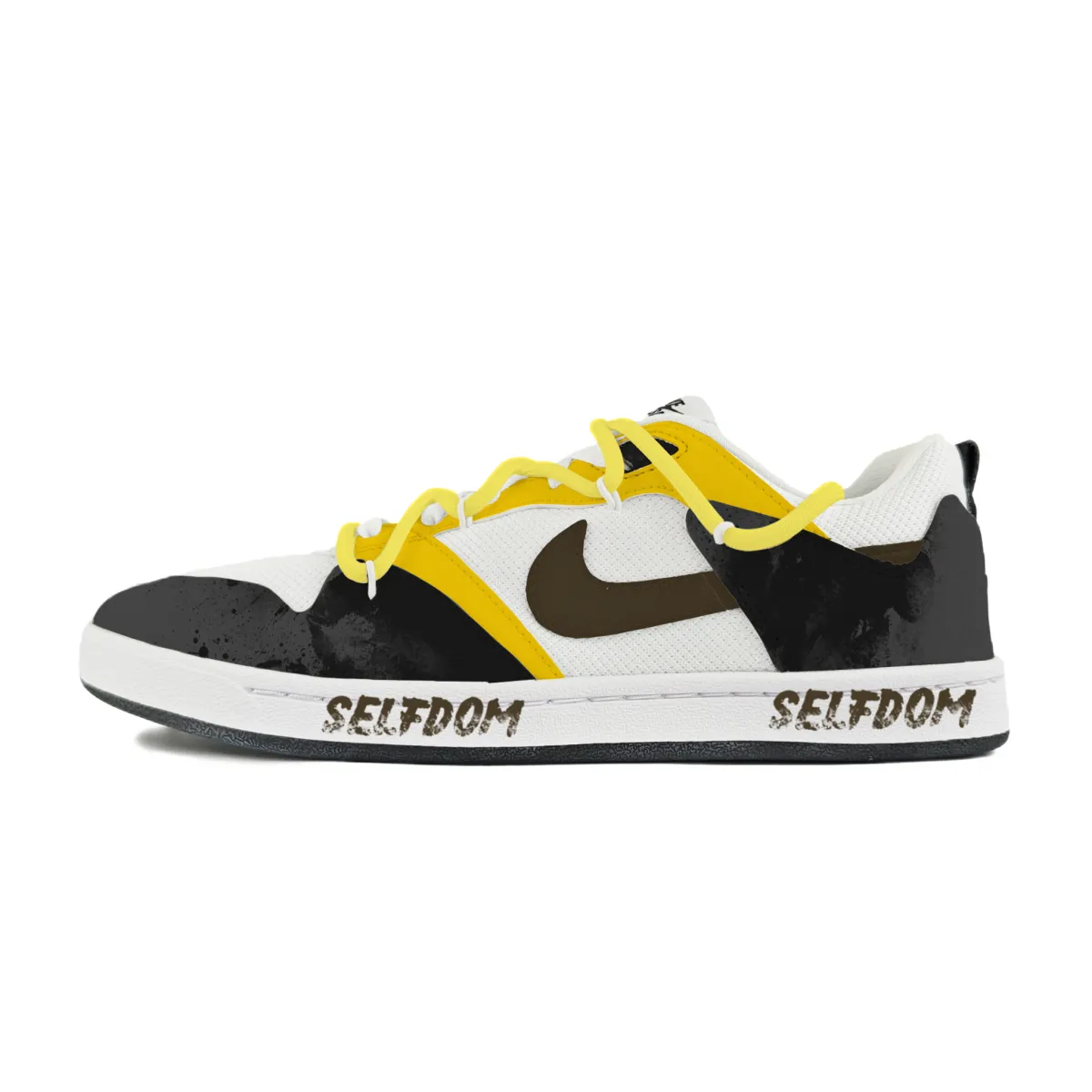 Nike SB Alleyoop Abrasion Resistant Low top Skateboard Shoes Men's White Black Yellow