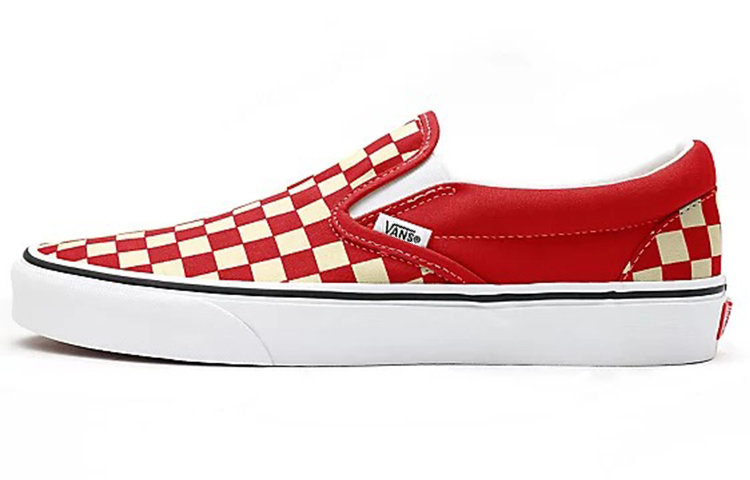 Vans Customs Checkerboard Slip on Red/White
