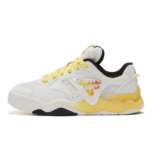 FILA FUSION Kick 2.0 Slip Resistant Abrasion Resistant Low top Skateboard Shoes Women's White Yellow