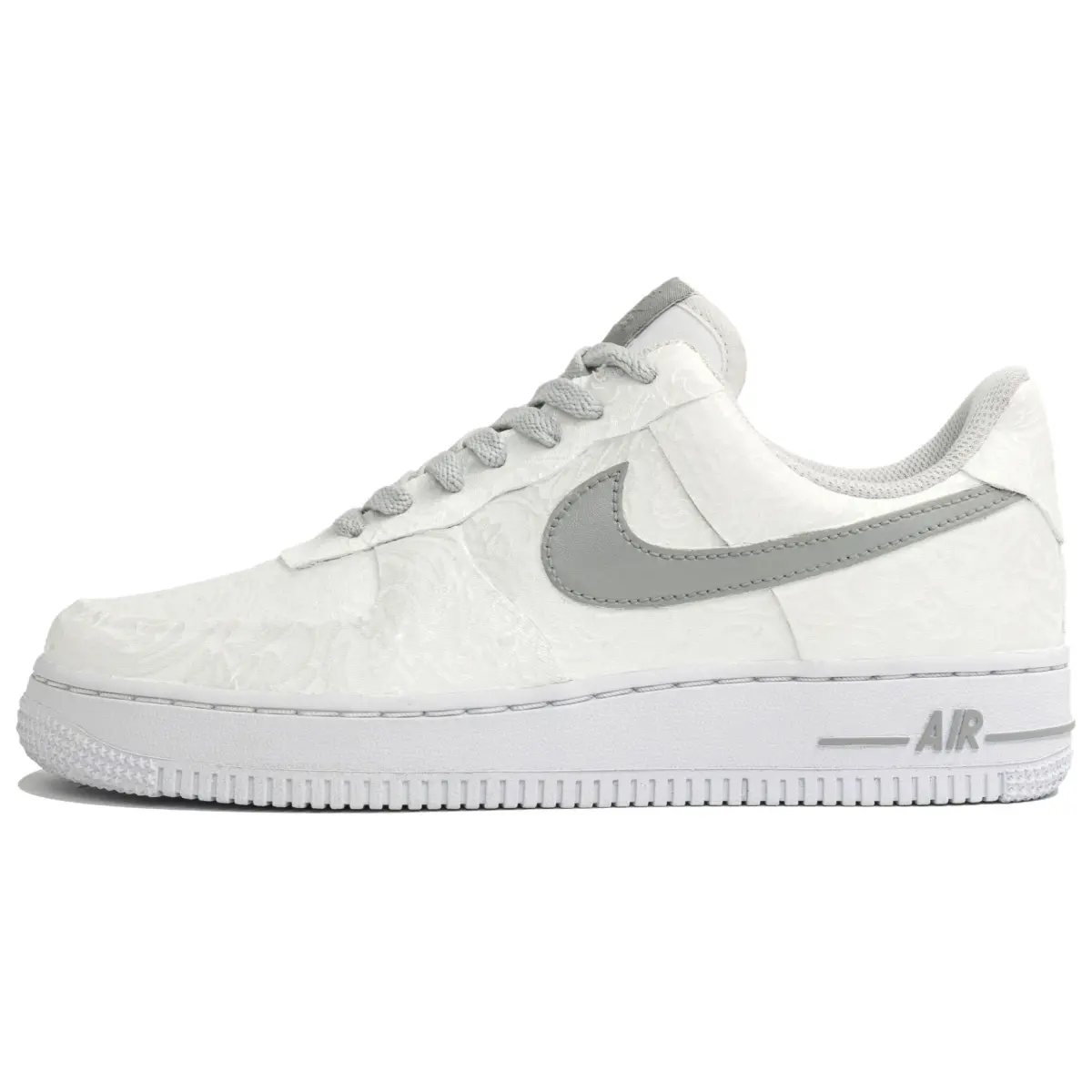 Nike Air Force 1 Slip Resistant Abrasion Resistant Low top Skateboard Shoes Unisex Silver White
