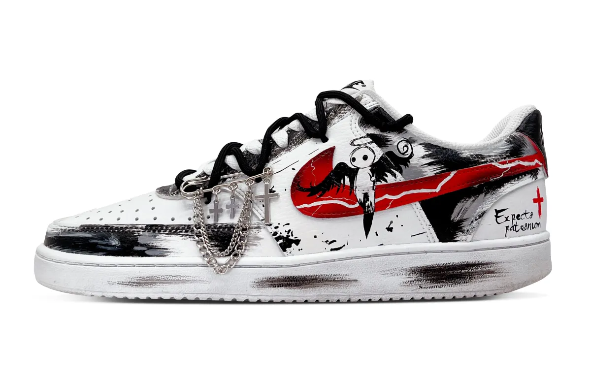 Nike Court Vision 1 Low top Skateboard Shoes Unisex Black Red