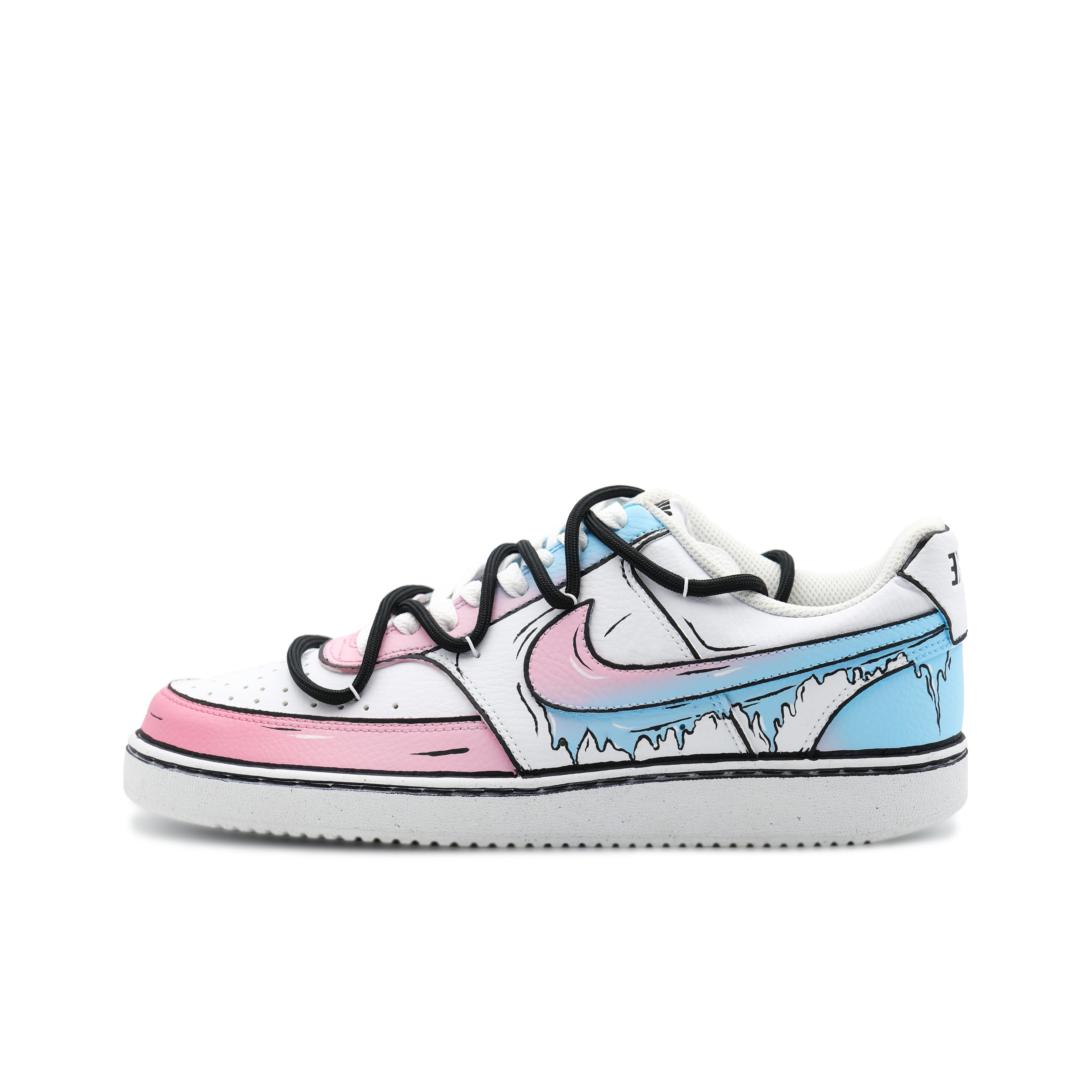 Nike Court Vision 1 Slip Resistant Abrasion Resistant Low top Skateboard Shoes Men's Blue White Pink