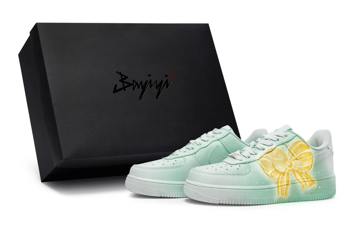 Nike Air Force 1 LOW 811 Manufacturing, Maiden's Knot Green, Special Shoe Box Low top Skateboard Shoes GS Green Yellow