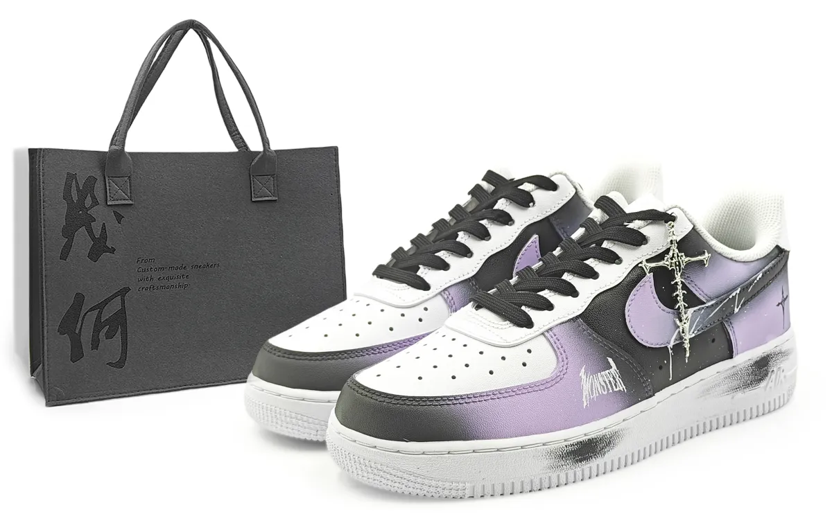 Nike Air Force 1 Abrasion Resistant Low top Skateboard Shoes Unisex Black Purple