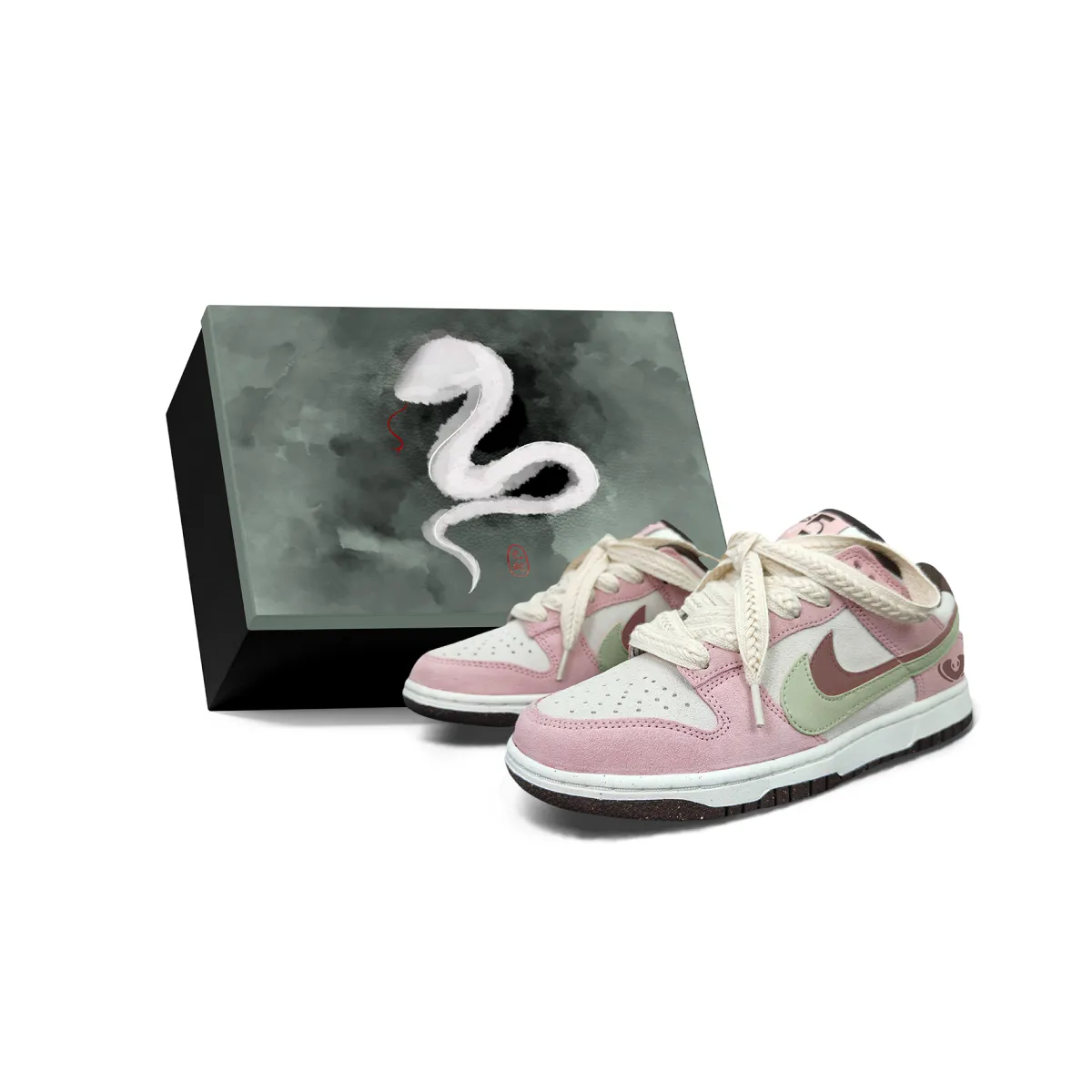 Nike Dunk Slip Resistant Abrasion Resistant Low top Skateboard Shoes Unisex Pink Green Brown