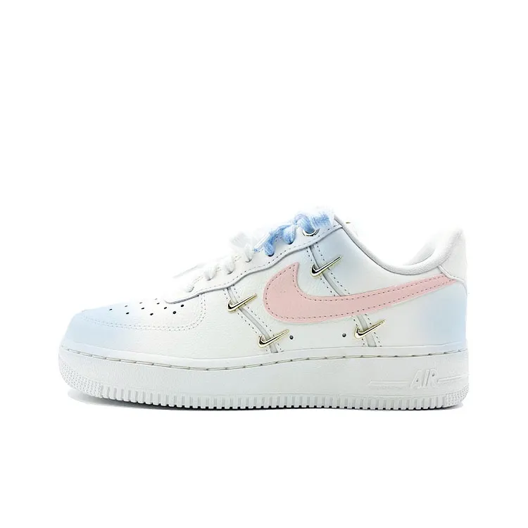 Nike Air Force 1 Abrasion Resistant Low top Skateboard Shoes Women's Pink Blue