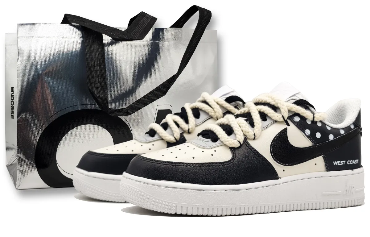 Nike Air Force 1 Abrasion Resistant Abrasion Resistant Low top Skateboard Shoes Unisex Light Yellow Black