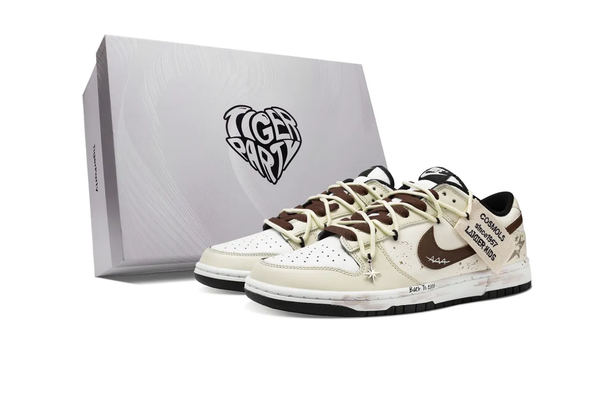 Nike Dunk Slip Resistant Abrasion Resistant Low top Skateboard Shoes Unisex Beige Brown