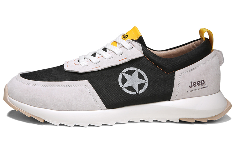 Jeep Pigskin, Textile Lightweight Low top Skateboard Shoes Men's Black White