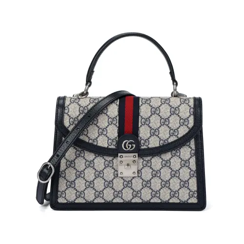 GUCCI Ophidia Canvas Leather Shoulder Bag, Crossbody Bag, Handbag Small Women's Blue/Beige
