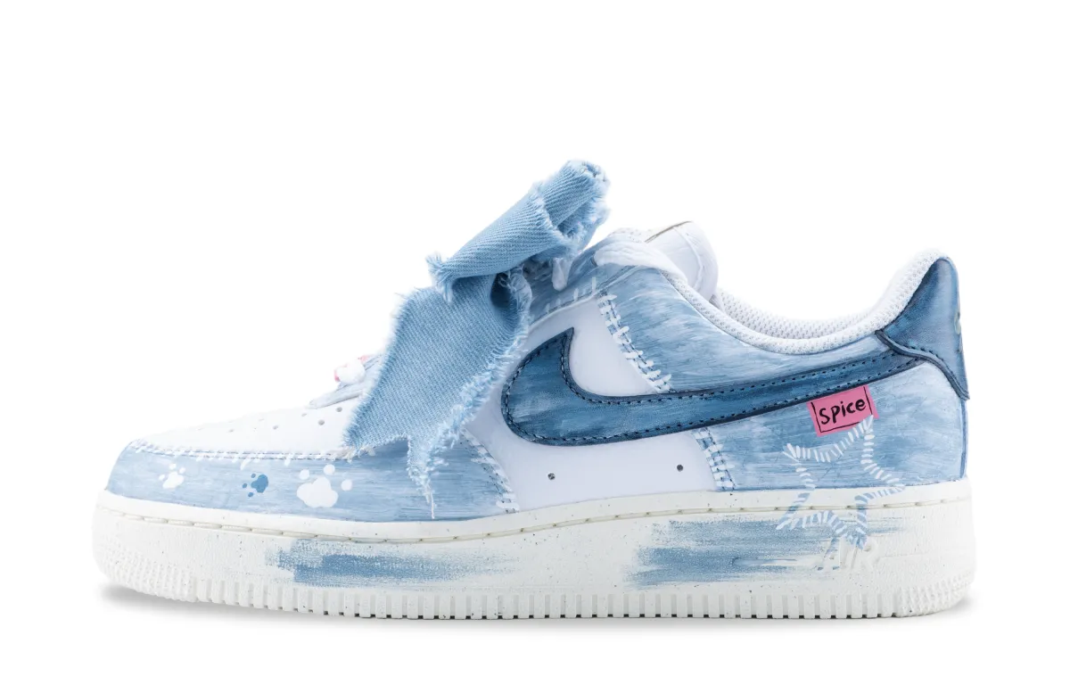 Nike Air Force 1 Aurora Slip Resistant Slip Resistant Low top Skateboard Shoes Women's White Blue