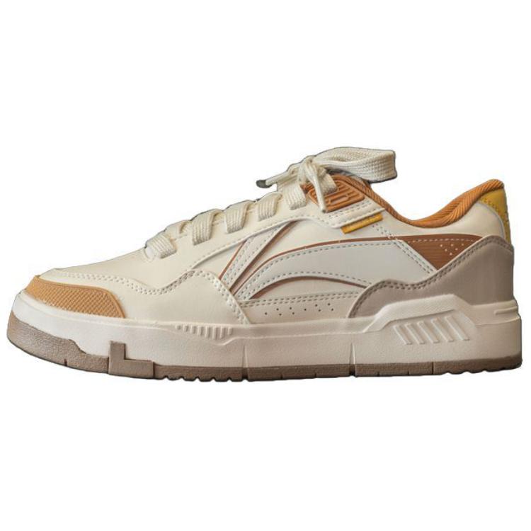 Li Ning Common 80s Slip Resistant Abrasion Resistant Low top Skateboard Shoes Men's White Brown
