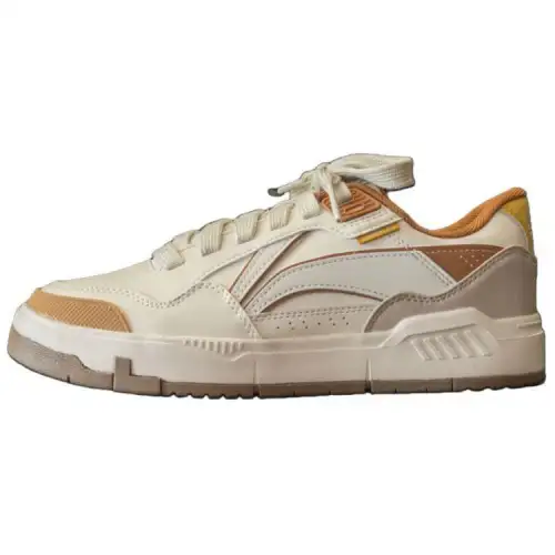 Li Ning Common 80s Slip Resistant Abrasion Resistant Low top Skateboard Shoes Men's White Brown