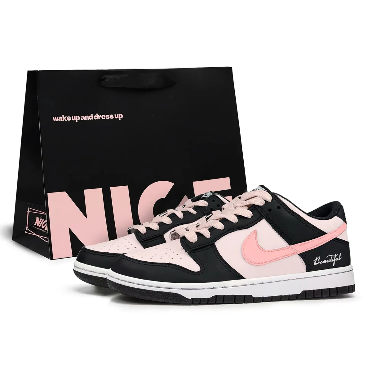 Nike Dunk Cushioning Abrasion Resistant Low top Skateboard Shoes Unisex Strawberry Pink