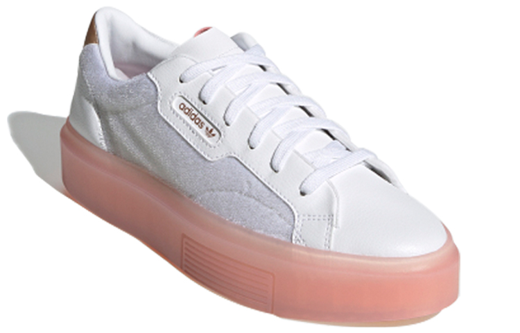 Женские кеды adidas originals Sleek Super (бело-розовые с бронзой) — Белый / розовый — фото 3
