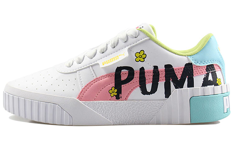 PUMA Puma Cali Series Novelty Jr Flower Letters Low Top Sneakers Women's Pink White Green