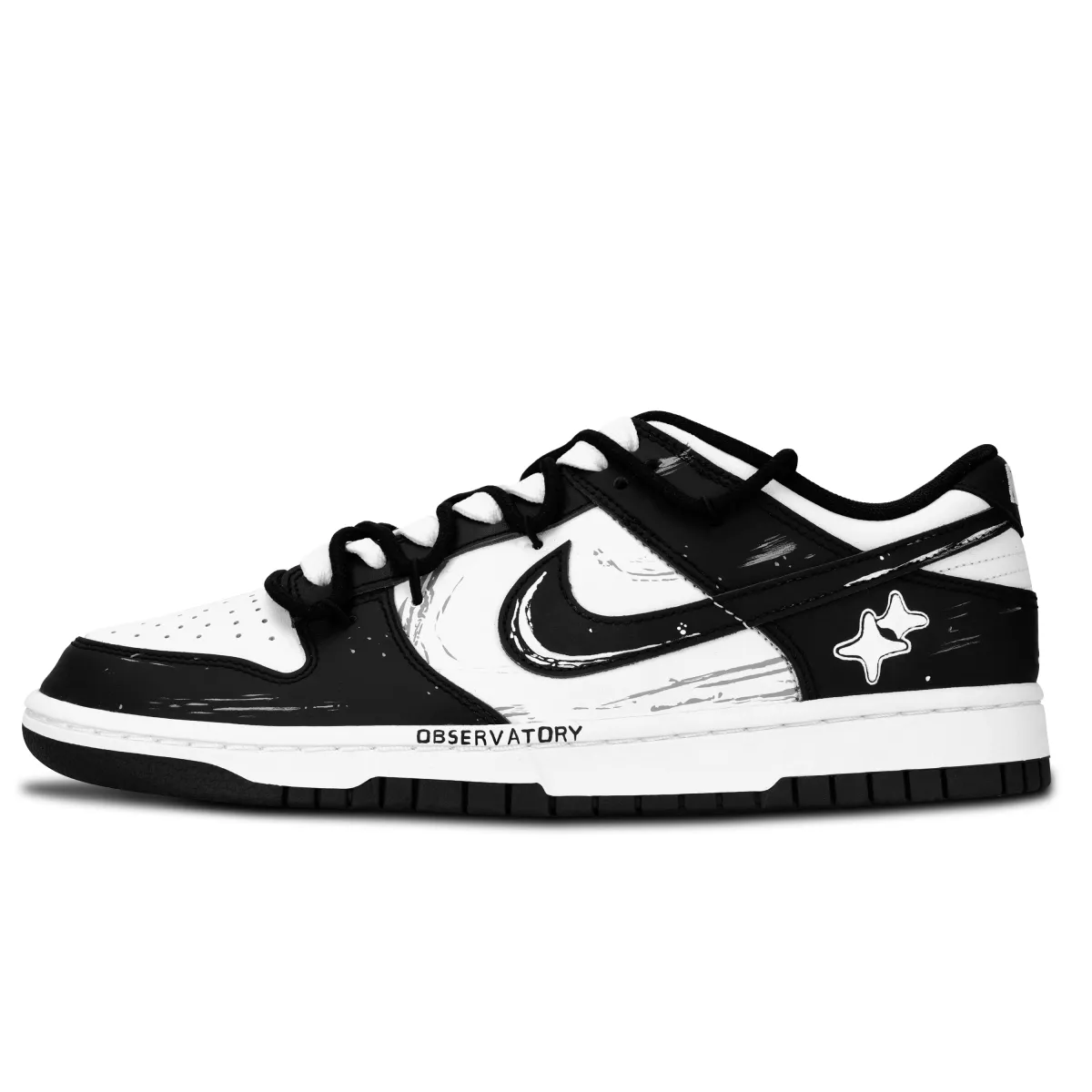 Nike Dunk Black White, Racing Through The Wind Low top Skateboard Shoes Unisex Black