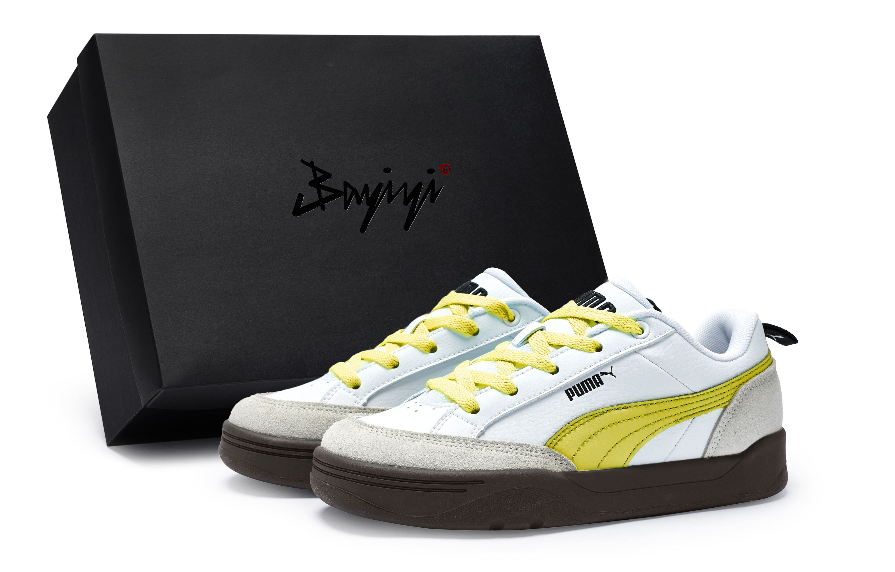 PUMA Park Lifestyle Slip Resistant Slip Resistant Low top Skateboard Shoes Unisex White Gray Yellow
