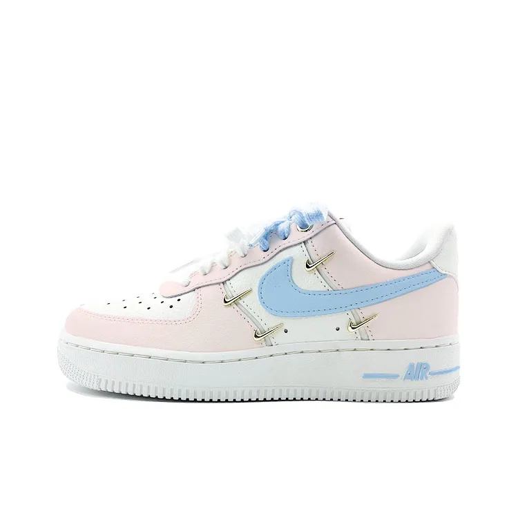 Nike Air Force 1 Pink Peach Chenhai Abrasion Resistant Low top Skateboard Shoes Women's Pink Blue