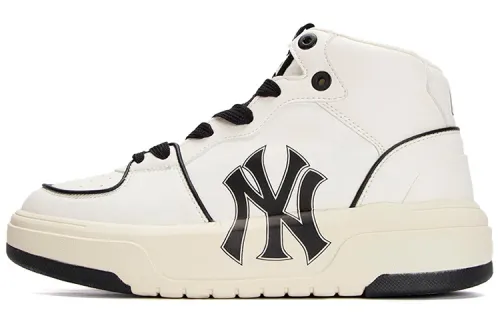 MLB Chunky Liner High New York Yankees Pu Fashion High top Skateboard Shoes Unisex White