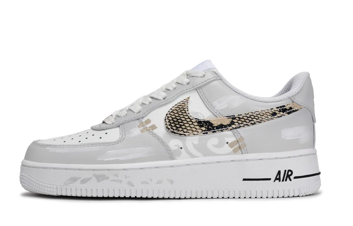 Nike Air Force 1 Slip Resistant Abrasion Resistant Low top Skateboard Shoes Unisex White Gray