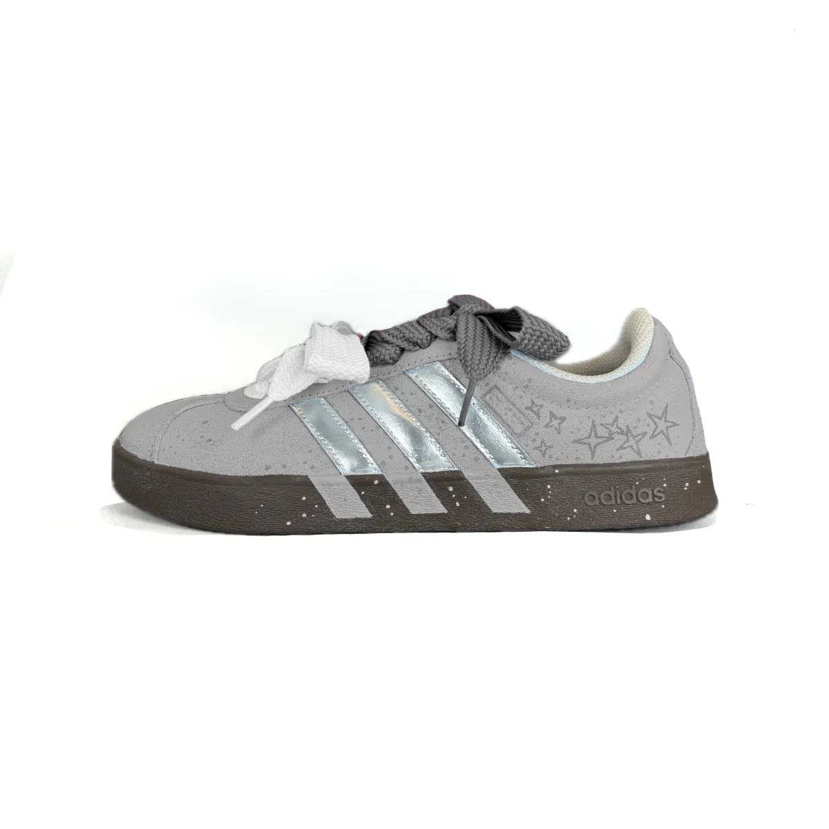 Adidas VL COURT 2.0 Abrasion Resistant Low top Skateboard Shoes Unisex Silver Gray